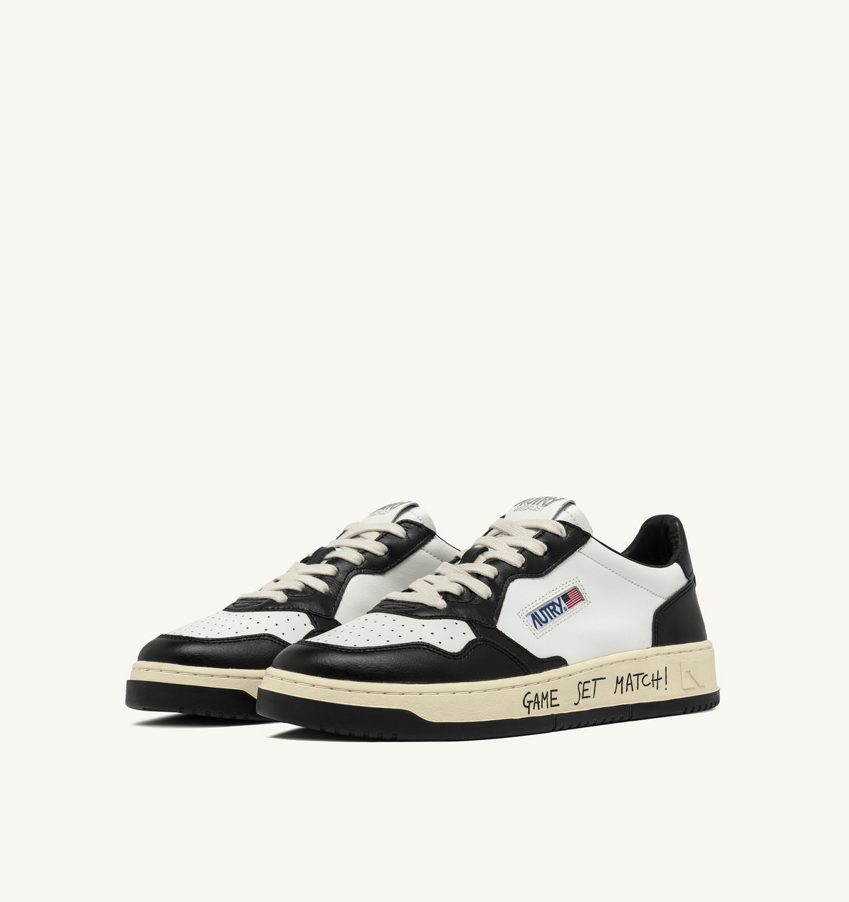 Medalist Low Sneakers In White And Black Leather With Lettering