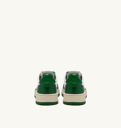 Medalist Low Bicolor Sneaker – White/Green Leather