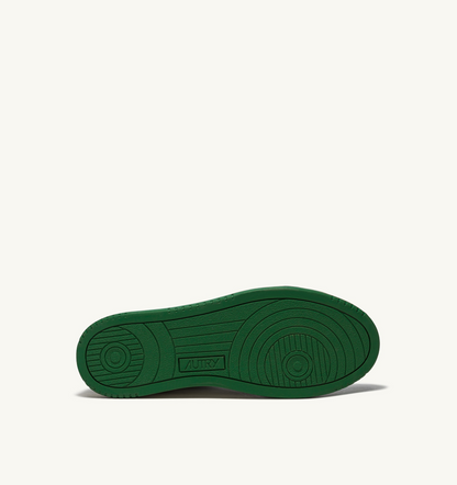 Medalist Low Bicolor Sneaker – White/Green Leather