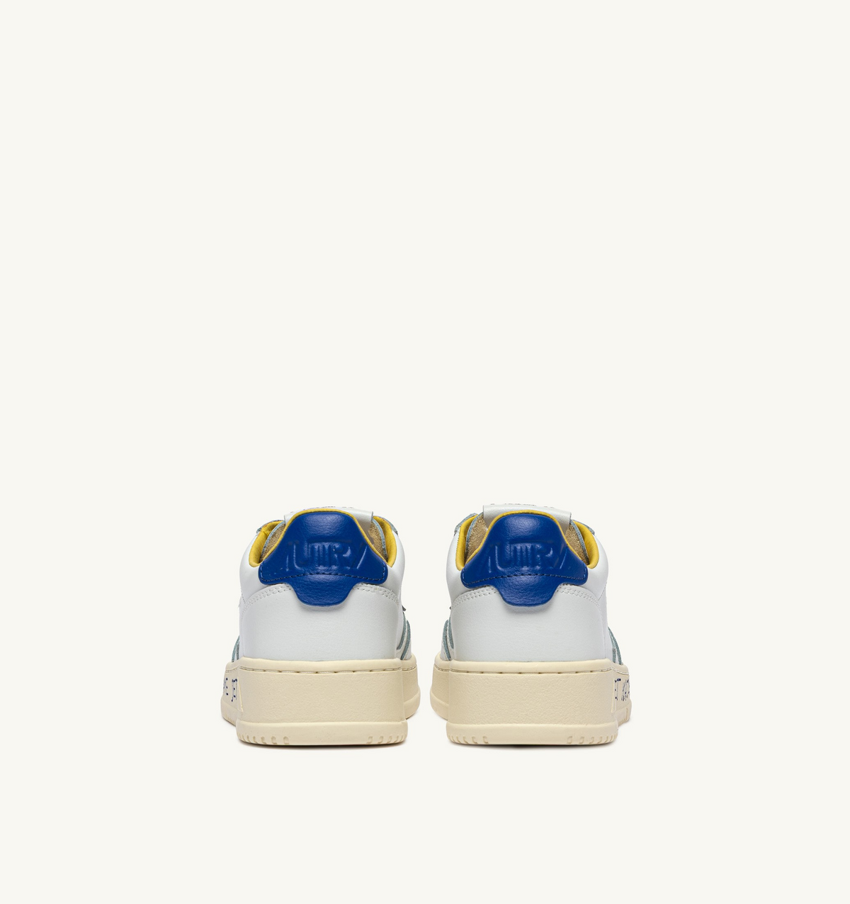 Medalist Low Sneaker – White/Beau Blue Leather with Lettering