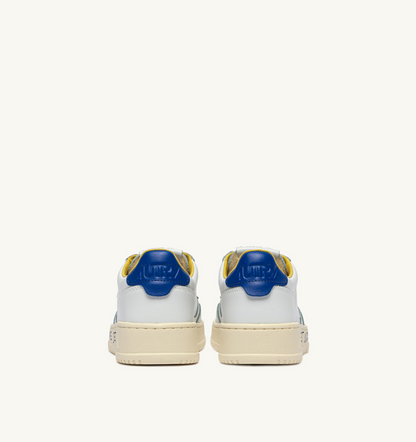 Medalist Low Sneaker – White/Beau Blue Leather with Lettering