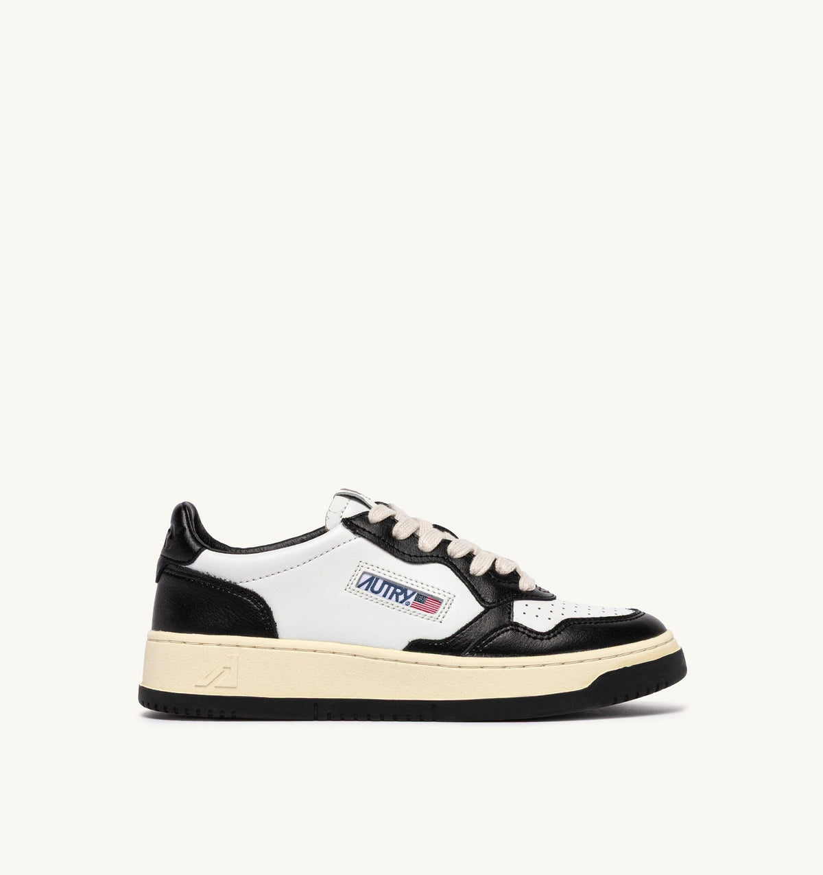Medalist Low Bicolor Sneakers in White and Black Leather