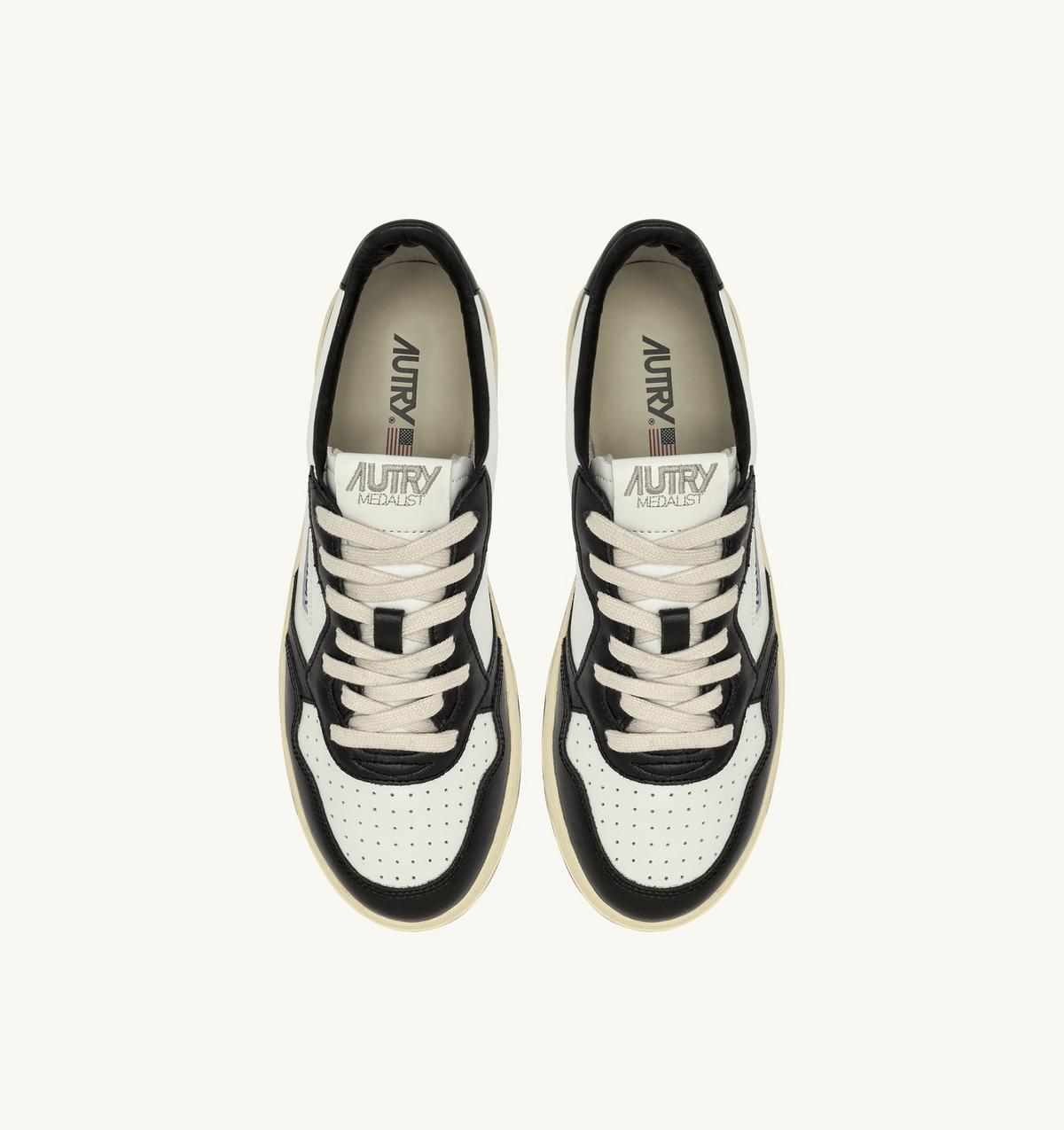 Medalist Low Sneakers In White And Black Leather With Lettering