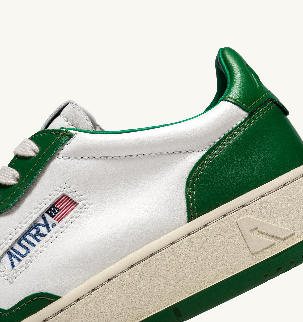 Medalist Low Bicolor Sneaker – White/Green Leather