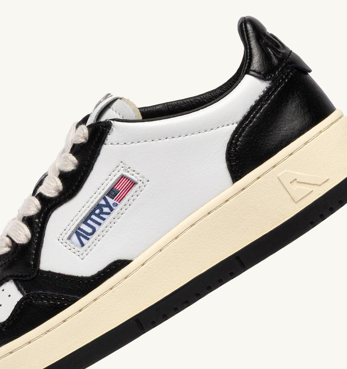 Medalist Low Bicolor Sneakers in White and Black Leather