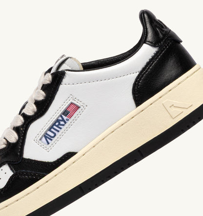Medalist Low Bicolor Sneakers in White and Black Leather