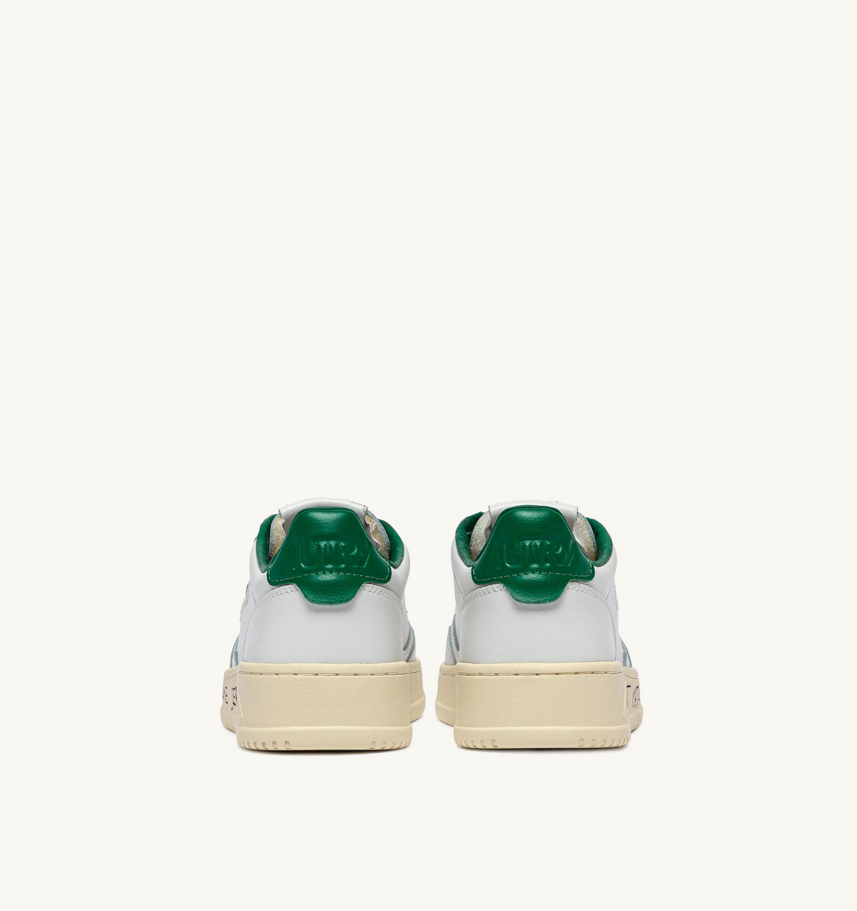 Medalist Low Sneakers In Leather Color White And Green Jacket With Lettering