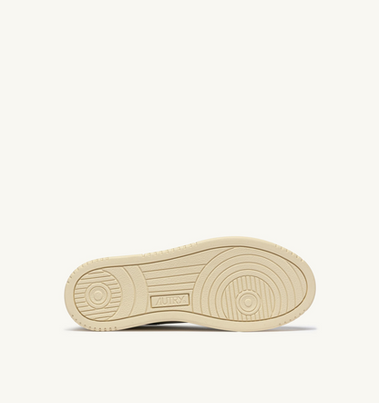 Medalist Low Sneakers In Leather Color White And Green Jacket With Lettering